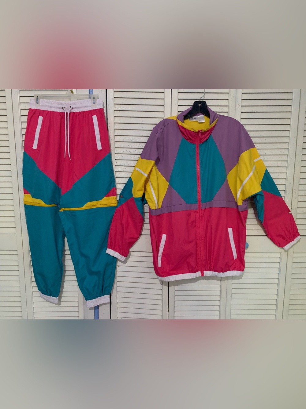 Vintage Funny Guy Mugs 1980-90s Color Block Windsuit Track Suit S/M Read